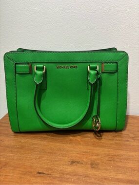 Authentic Michael Kors Green Saffiano Leather Satchel